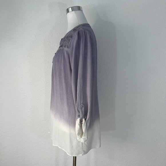 Bandolino Womens Top S Purple White Trudy Blouse Peasant Tab Sleeve NWT - Picture 4 of 16